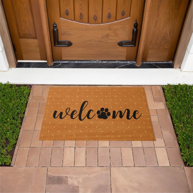 Welcome Dog Paw Pet Owner Home Doormat (Outdoor)