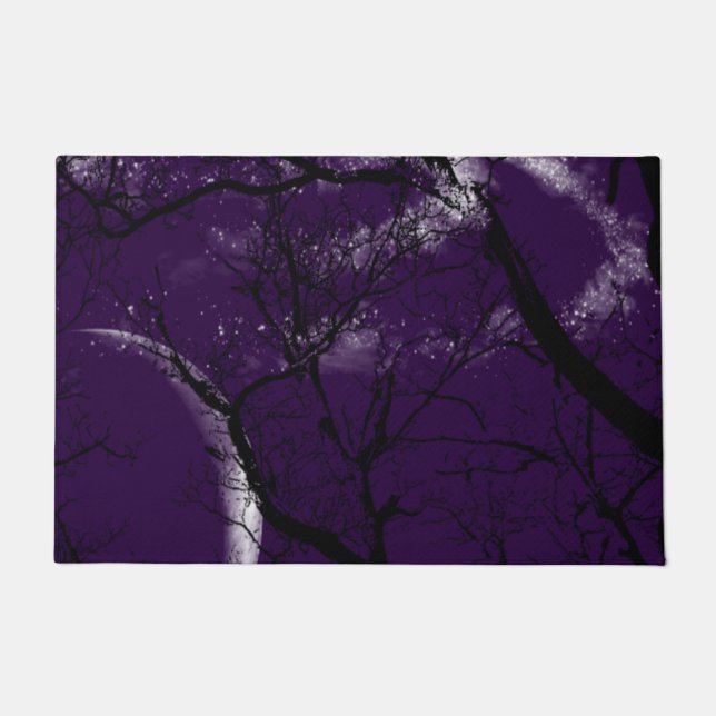 welcome door mat abstract purple moon tree (Front)