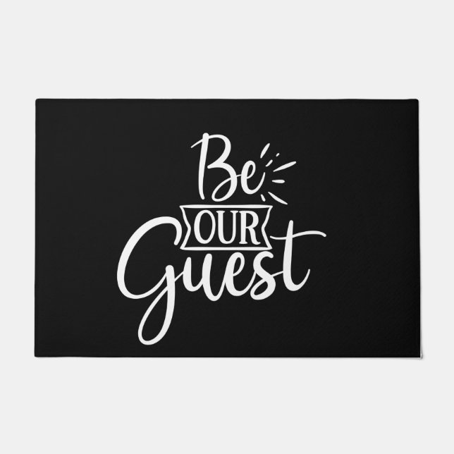Welcome Door Mat Be Our Guest Black White (Front)