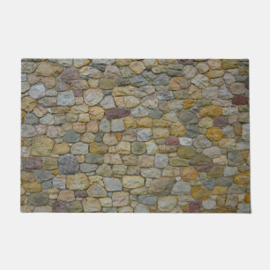 welcome door mat cobble stone rocks