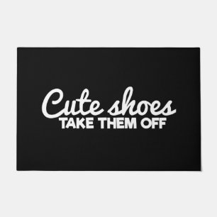 Welcome Door Mat Cute Shoes Take Them Black White