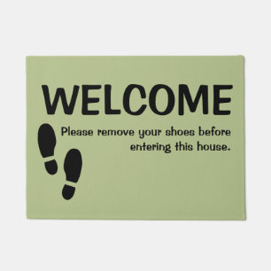 Welcome Door Mat Please Remove Your Shoes Olive