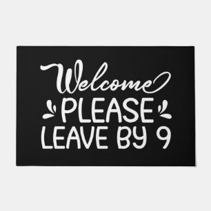 Welcome Door Mat Welcome Please Leave Black White