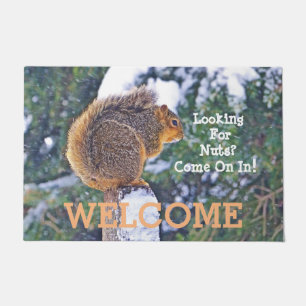 "WELCOME" DOOR MAT WITH SQUIRREL/"LOOKING FOR NUTS