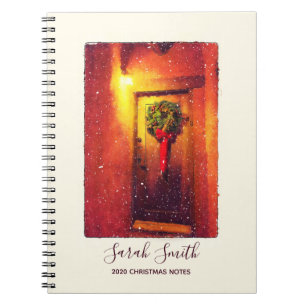 Welcome Door Wreath Snowy Christmas Notebook