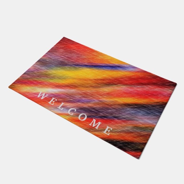Welcome Doormat with Sunset Colours Abstract (Angled)