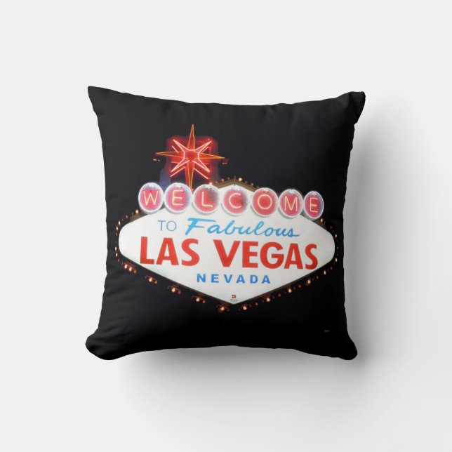 Welcome/Drive Carefully Las Vegas Sign Pillow (Front)