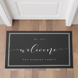Welcome Elegant Calligraphy House & Family Name Doormat