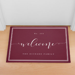 Welcome   Elegant Calligraphy House & Family Name Doormat