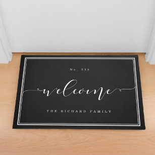 Welcome   Elegant Calligraphy House & Family Name Doormat