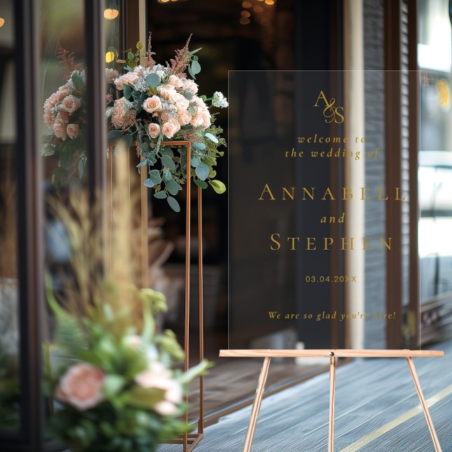 WELCOME! Elegant, Classic, Monogram, Acrylic Sign (WELCOME! Elegant, Classic, Monogram, Acrylic Sign)