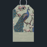 Welcome Elegant Sage Green Floral Peacock Gift Tags<br><div class="desc">These elegant Welcome Sage Green Floral Peacock Gift Tags features hand-drawn blue and teal peacocks perched on Magnolia tree branches in bloom in Chinoiserie style pattern. All against an elegant sage green background with floral silhouette detailing. The back features the same pattern. Personalize with your own heading (Welcome, Happy Birthday,...</div>