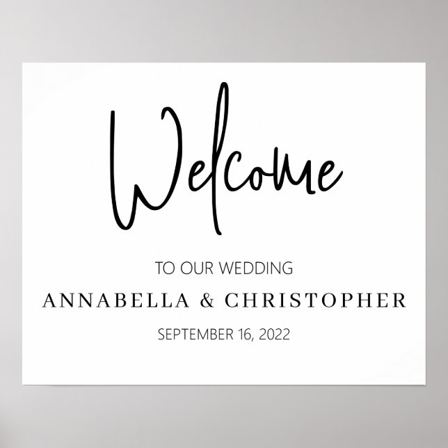 Welcome elegant simple minimalist wedding poster (Front)