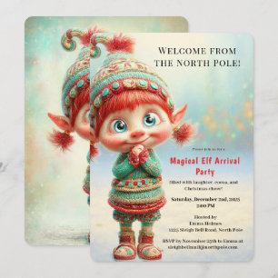 Welcome Elf Party North Pole Arrival Celebration Invitation