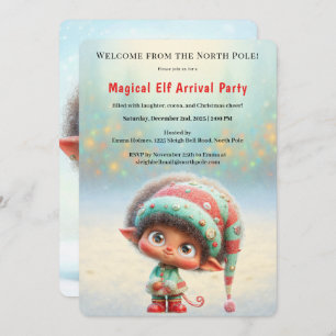 Welcome Elf Party   North Pole Arrival Celebration Invitation