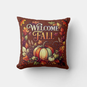 Welcome Fall. Autumn Harvest.  Throw Pillow