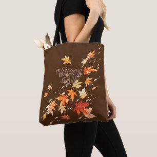 Welcome Fall, Autumn Leaves Tote Bag
