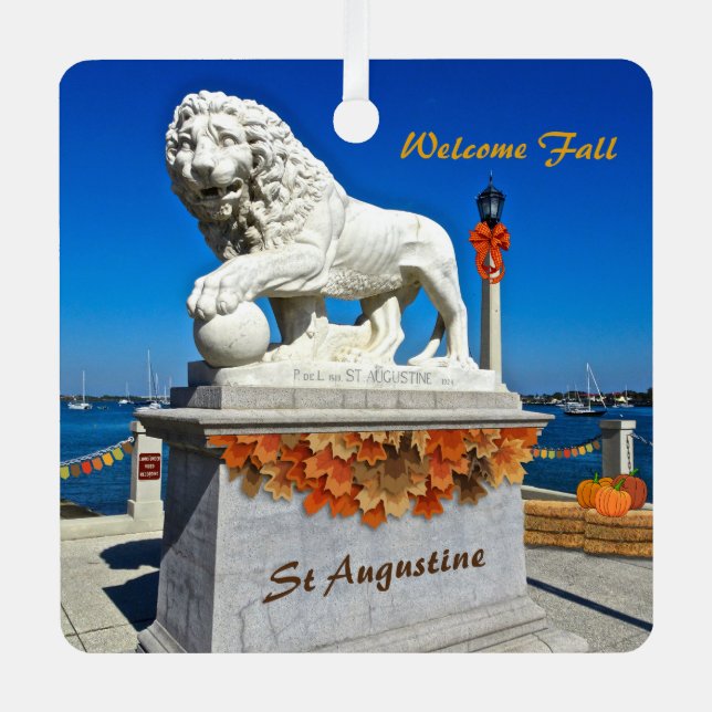 Welcome Fall Coastal St Augustine Florida Metal Ornament (Front)