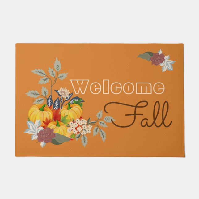 Welcome Fall Floral Design Doormat (Front)