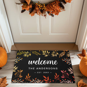 Welcome Fall Foliage Family Name Doormat