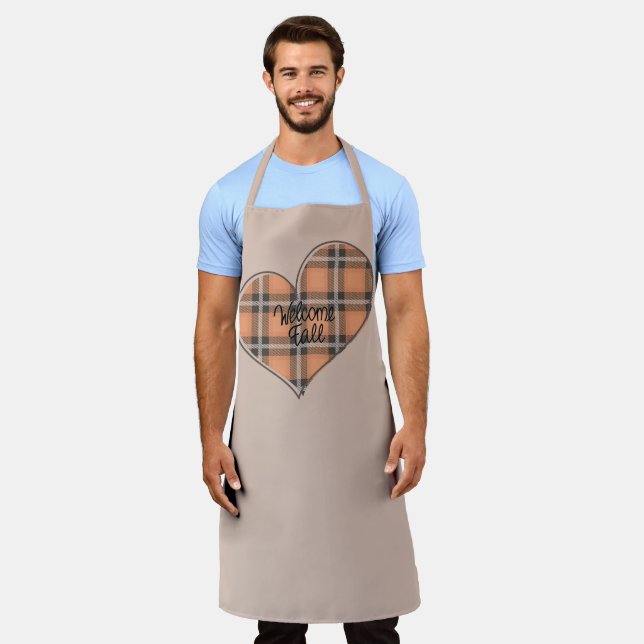 Welcome Fall Plaid Heart Apron (Worn)