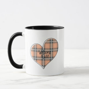 Welcome Fall Plaid Heart Mug