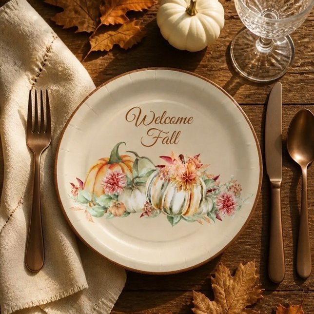 Welcome Fall Pretty Paper Plate (Creator Uploaded)
