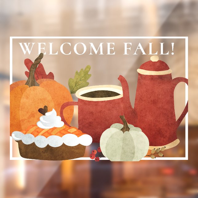 Welcome Fall, Pumpkin Coffee and Pie Window Cling (Sheet 2)
