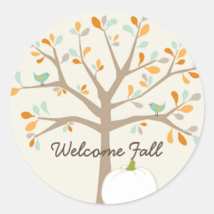 Welcome fall tree white pumpkin envelope seal
