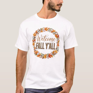 Welcome Fall Y'all Shirt Fall Leaves Wreath T-Shir