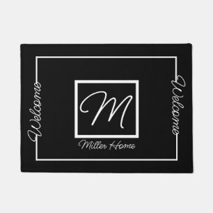 Welcome Family Modern Initial Monogram Custom Doormat