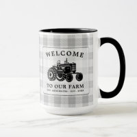 Welcome Family Name Farm Tractor White Plaid Big