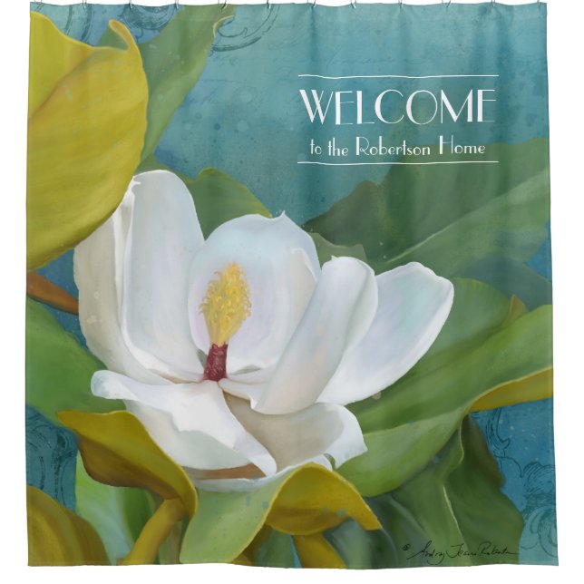 Welcome Family Name Magnolia Painted Elegant Bath (Front)