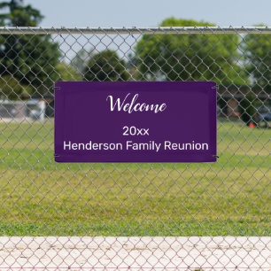 Welcome Family Reunion Dark Purple White Your Name Banner