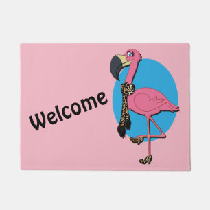 Welcome Fancy Flamingo 18" x 24" Door Mat