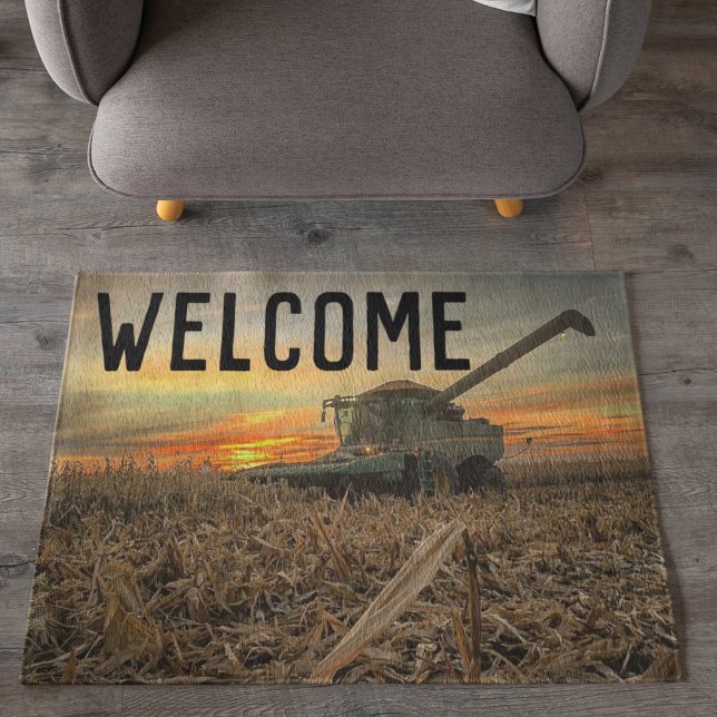 Welcome Farm Combine Corn Harvest Equipment  Doormat (Creator Uploaded)