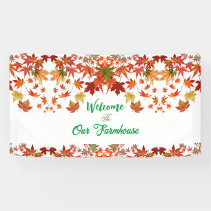  Welcome Farmhouse Fall Colours Maple Leaf Autumn  Banner