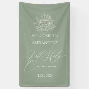 WELCOME FIRST COMMUNION banner custom Sage
