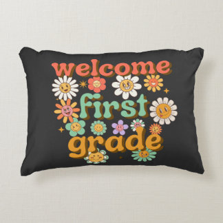 WELCOME FIRST GRADE  FIRST DAY OF SCHOOL BACK ACCENT PILLOW