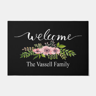 Welcome Flower Door Mat, Floral Welcome Mat