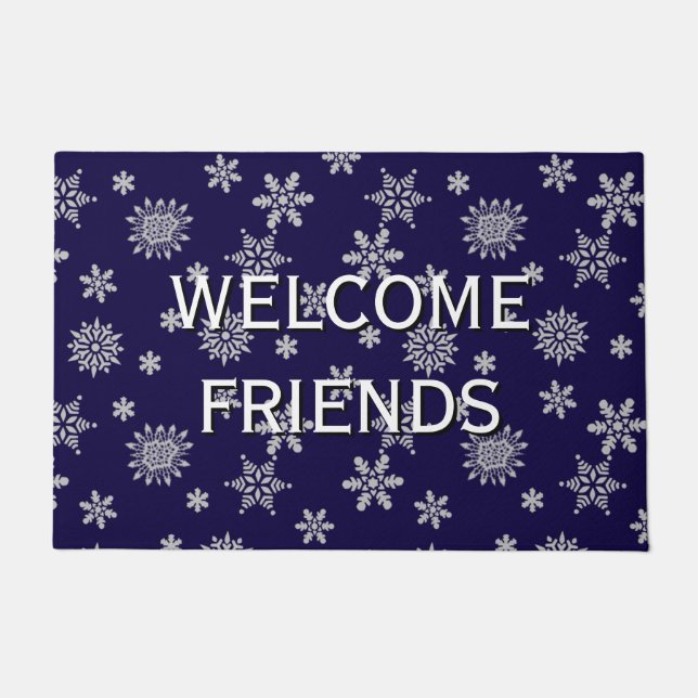 Welcome Friends Beautiful Christmas Doormat (Front)