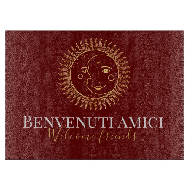 Welcome Friends English / Italian Charcuterie Cutting Board (Front)