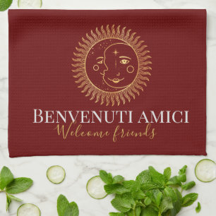 Welcome Friends English / Italian   Kitchen Towel