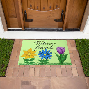 Welcome Friends Floral Doormats