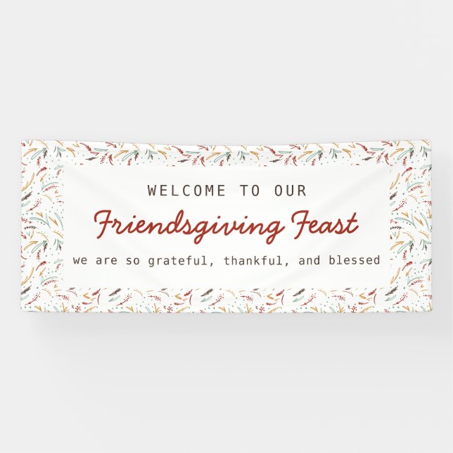 Welcome Friendsgiving Dinner Thankful Grateful Banner (Horizontal)
