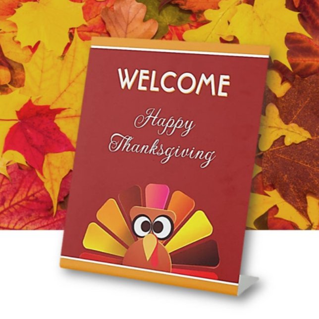 Welcome! Fun Thanksgiving  Pedestal Sign (Creator Uploaded)