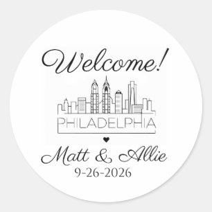 Welcome Gift Wedding Bag Philadelphia Classic Round Sticker