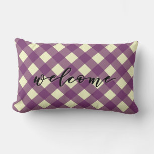 WELCOME GINGHAM LUMBAR PILLOW