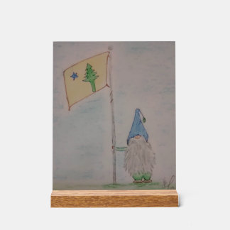 Welcome Gnome with the Old Maine Flag Acrylic Sign