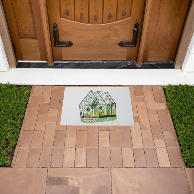 Welcome Green House Botanical Cactus Plants Art Doormat (Outdoor)